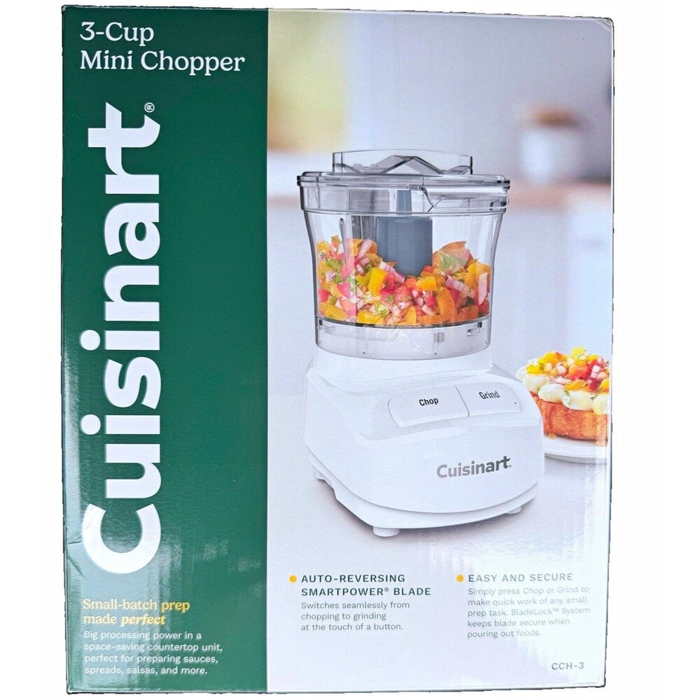 Cuisinart CCH-3 3-Cup Electric Mini Chopper White w/ Bowl & Blade